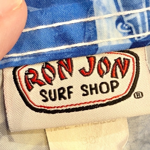 Ron Jon Surf Shop Sz 30 Boardshorts Hula Girls Aloha Hawaiian Blue Logo Nice - Picture 6 of 9